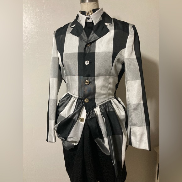 Impeccable CDG asymmetrical gingham bubble blazer - Picture 8 of 11